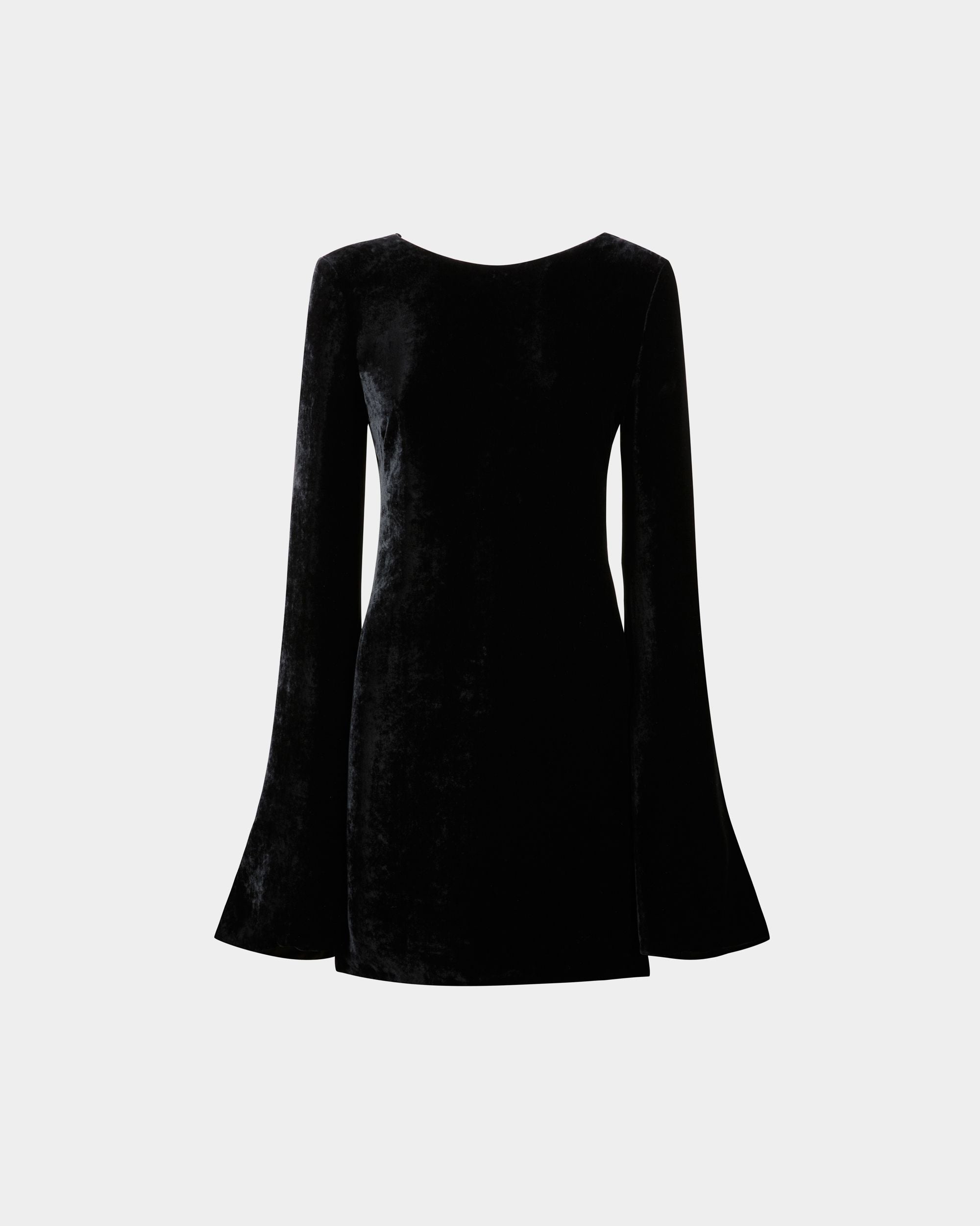 Mini robe pour femme en velours noir | Bally | Still Life Devant