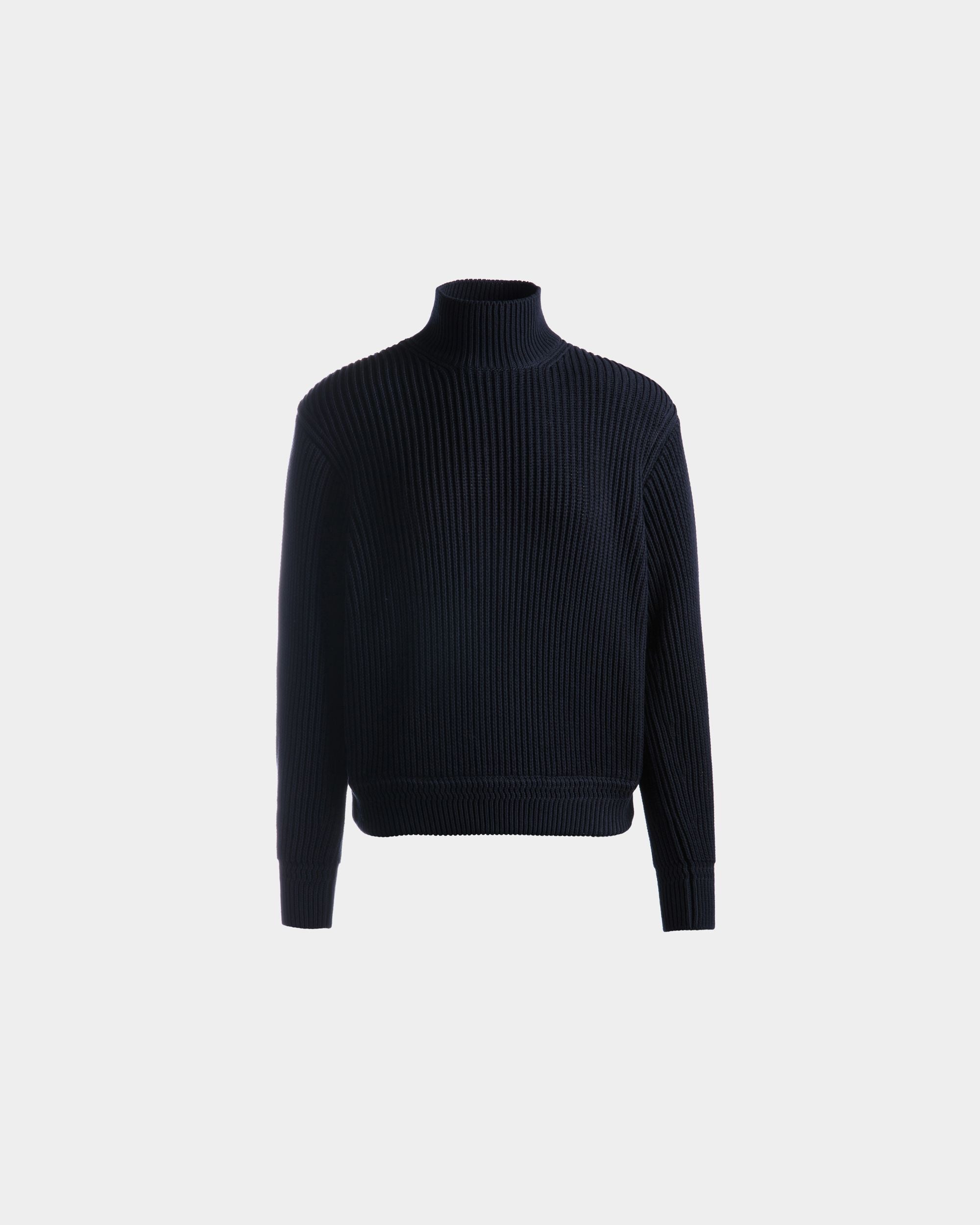 Women's Turtle Neck in Navy Blue Cotton | Bally | Still Life Front