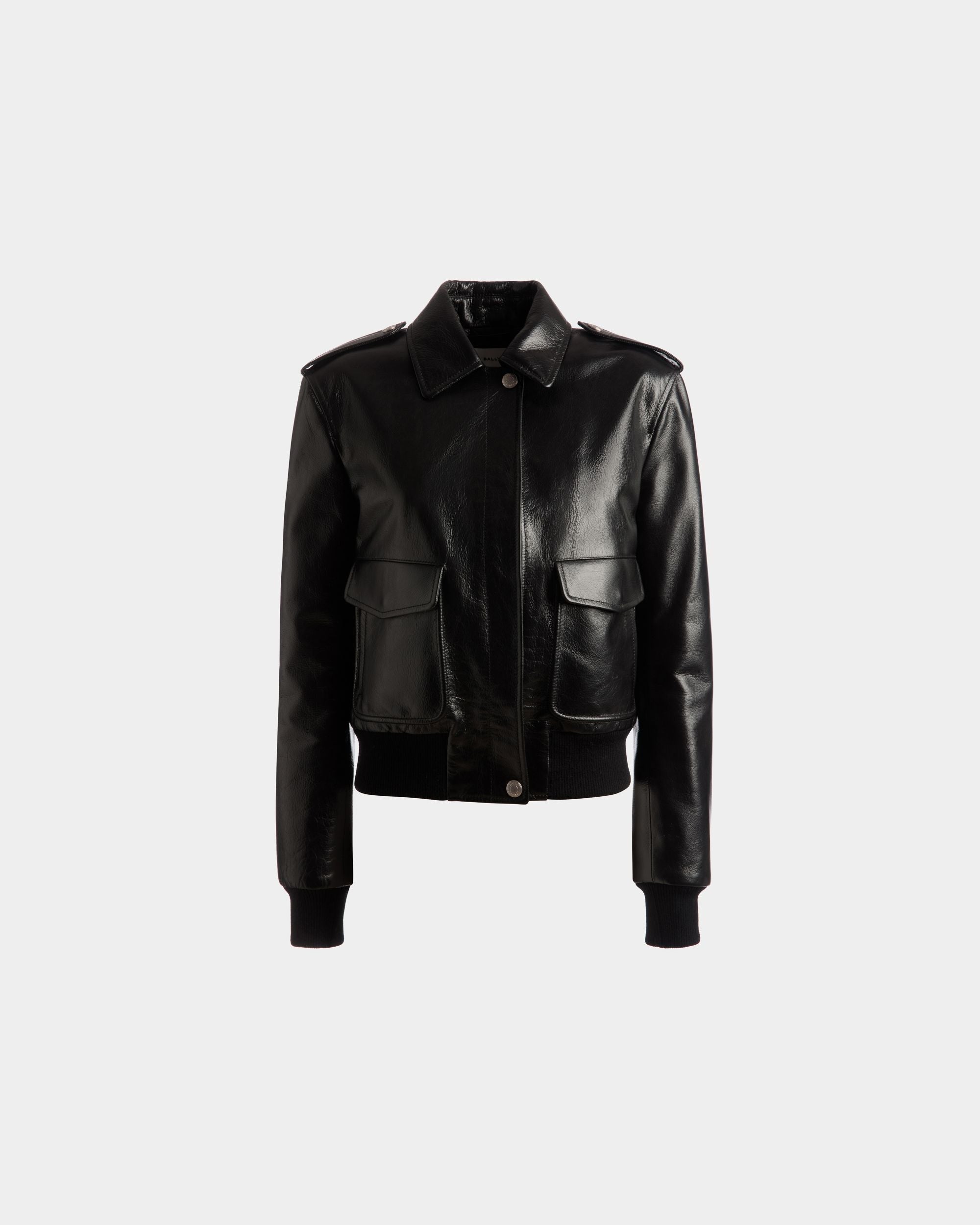 Blouson bomber | Vêtements d’extérieur pour femme | Cuir noir | Bally | Still Life Devant