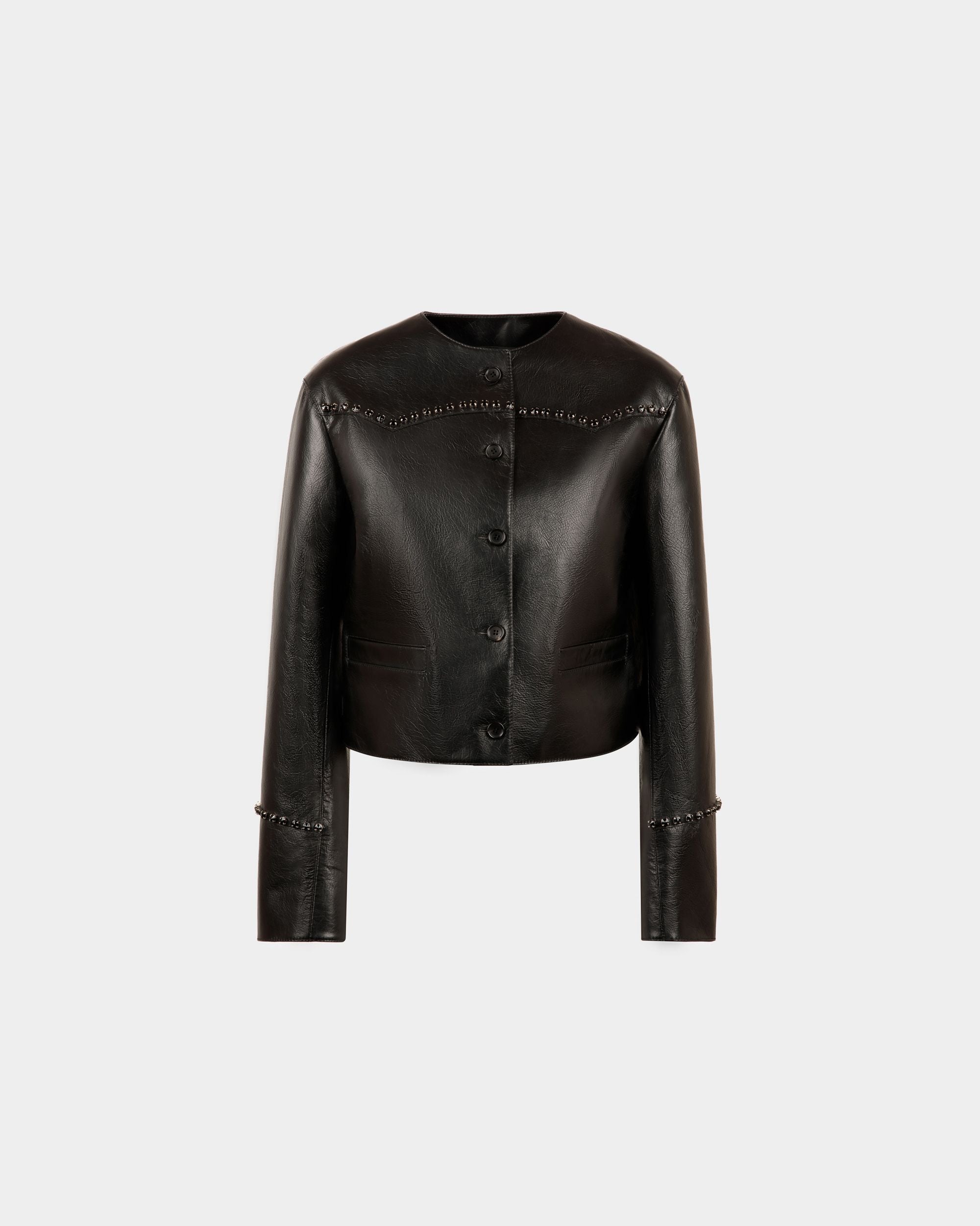 Veste pour femme en cuir noir | Bally | Still Life Devant