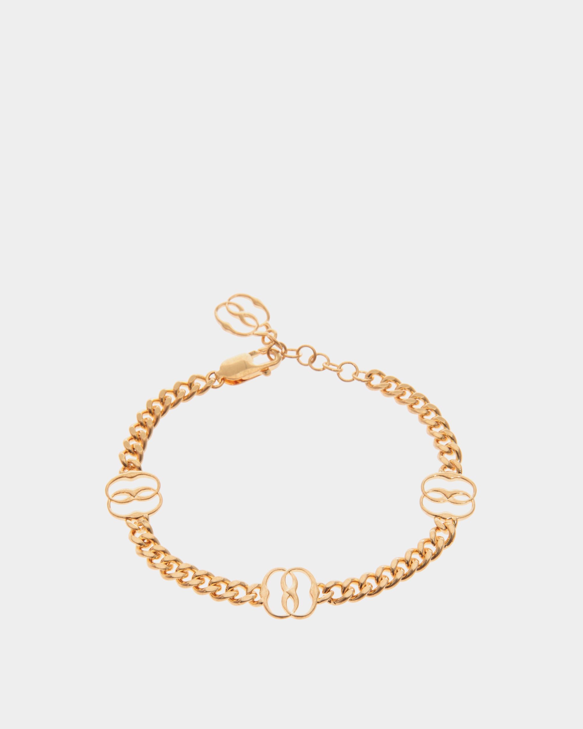Emblem | Bracelet pour femme en éco-laiton doré | Bally | Still Life Devant
