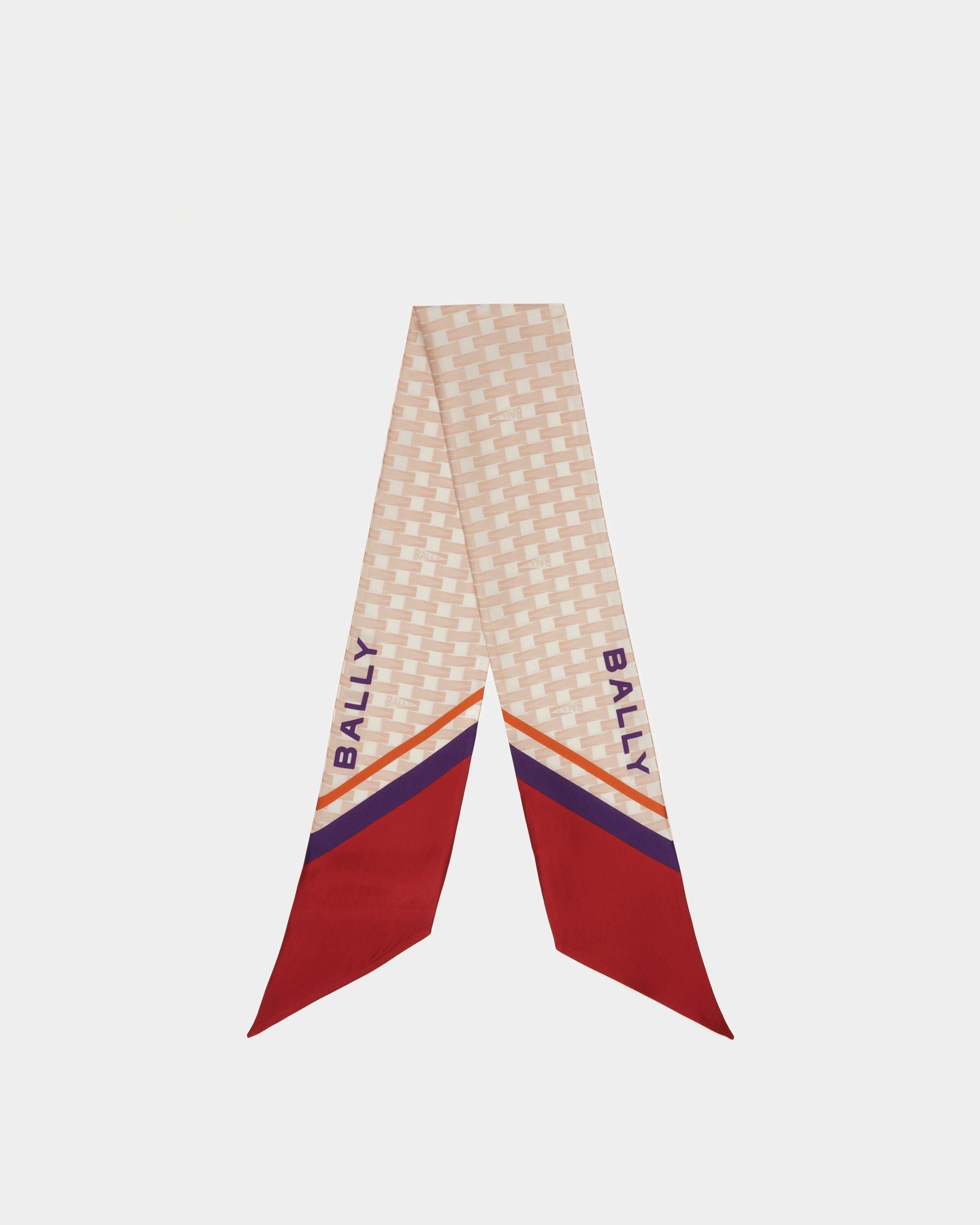 Twilly imprimé Pennant | Foulard pour femme | Soie couleur Dusty Petal | Bally | Still Life Haut