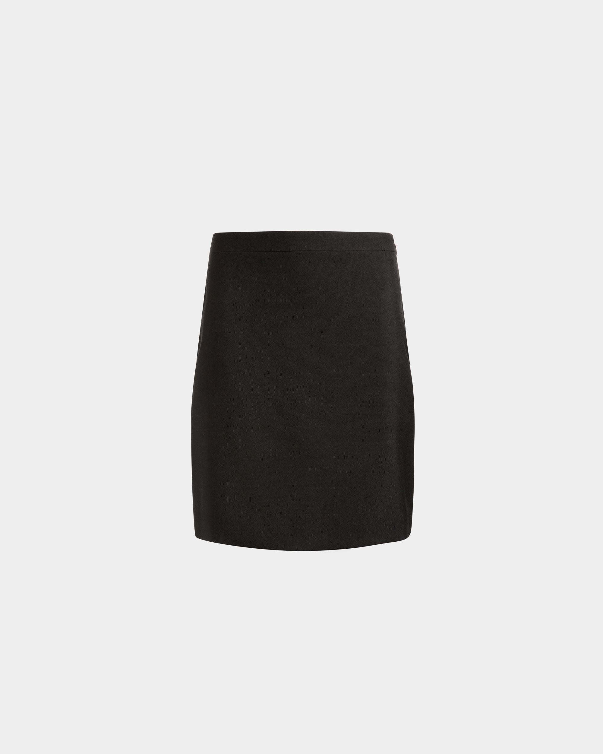 Mini-jupe pour femme en laine noire | Bally | Still Life Devant