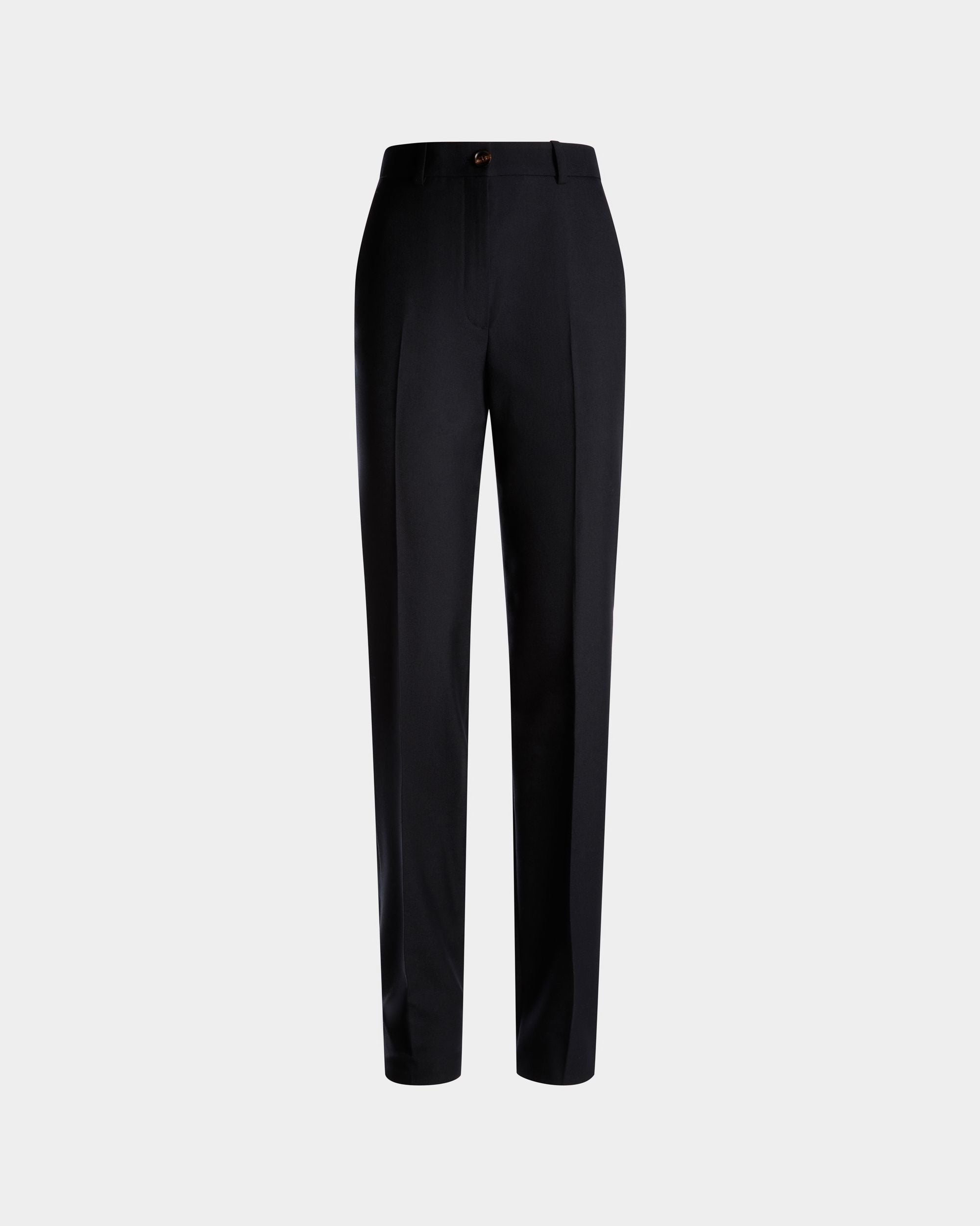 Pantalon coupe droite pour femme en laine mélangée Navy Blue | Bally | Still Life Devant