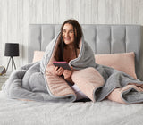 Huggleland Easy Wash Reversible Coverless Teddy Fleece Duvet and Pillowcase - Grey/Pink Image 3