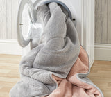 Huggleland Easy Wash Reversible Coverless Teddy Fleece Duvet and Pillowcase - Grey/Pink Image 5