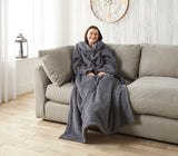 Huggleland Charcoal Teddy Fleece Wearable Relaxing Blanket Image 2