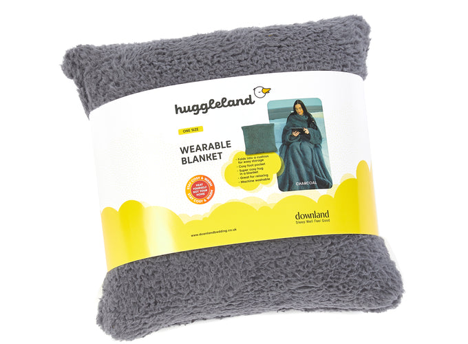 Huggleland Charcoal Teddy Fleece Wearable Relaxing Blanket Image 5
