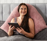 Huggleland Pink Teddy Fleece V Shape Support Pillow Image 2