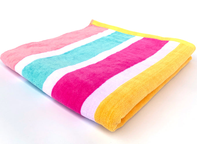 100% Cotton Candy Striped Beach Towel Image 2