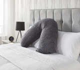 Huggleland Charcoal Teddy Fleece V Shape Support Pillow Image 1