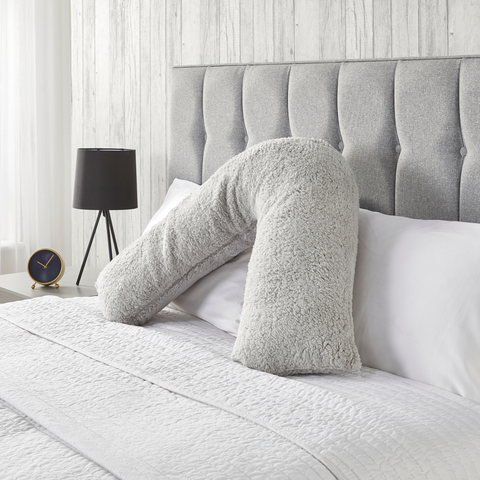 Huggleland Grey Teddy Fleece V Shape Support Pillow