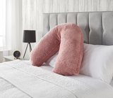 Huggleland Pink Teddy Fleece V Shape Support Pillow Image 1