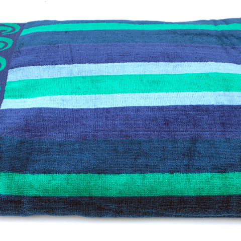 100% Cotton Blue & Green Striped Beach Towel