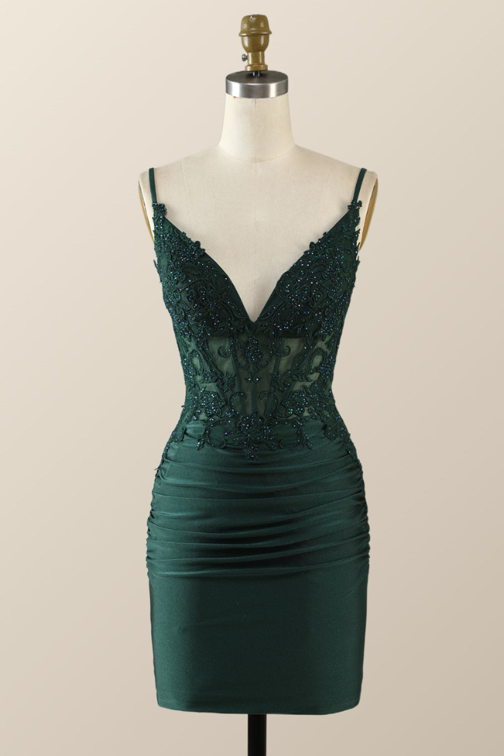 Sage Green Bodycon Mini Dress with Sequin Flowers