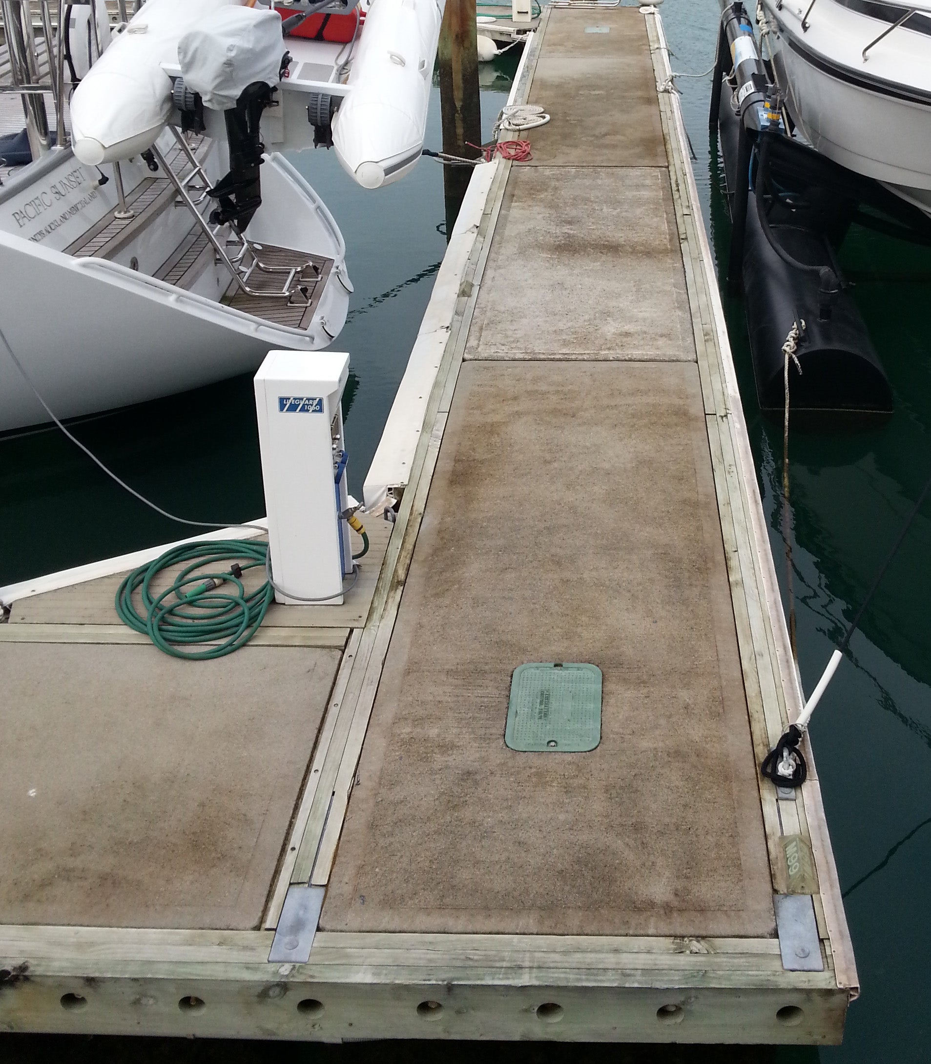 Bio-Shield - Marina Dock with Moss and Black AlgaeConcrete Cleaning - Before