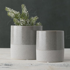 Two Toned Textured Ceramic Gray Pot Set