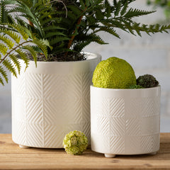 Diamond Textured Footed Pots