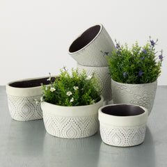 Distressed Cream Double Planter