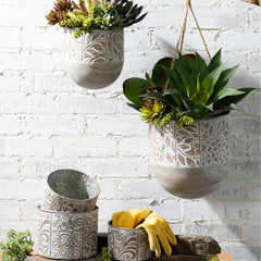 Botanical Embossed Planter Set