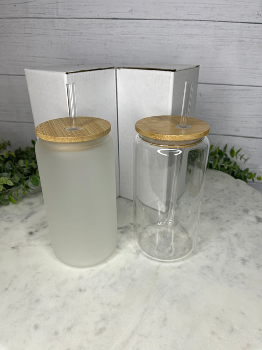 16oz Frosted Kirby Glass Cup-NO Lid And Straw - Drinkware