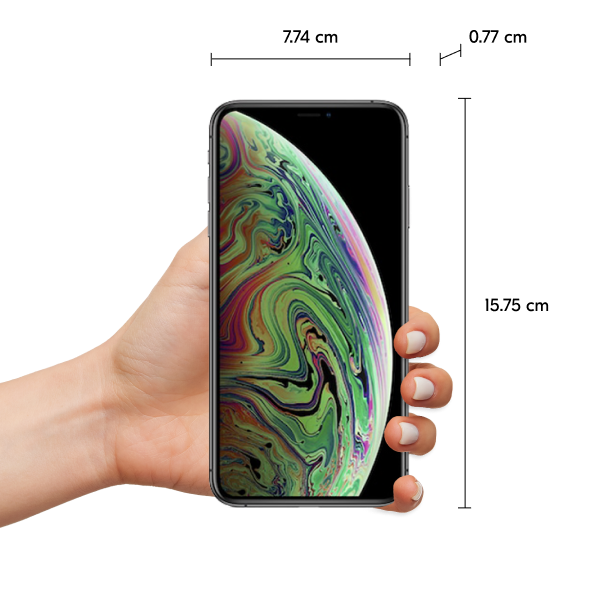 iPhone Xs Max méretei kézben tartva (magasság, szélesség, vastagság)