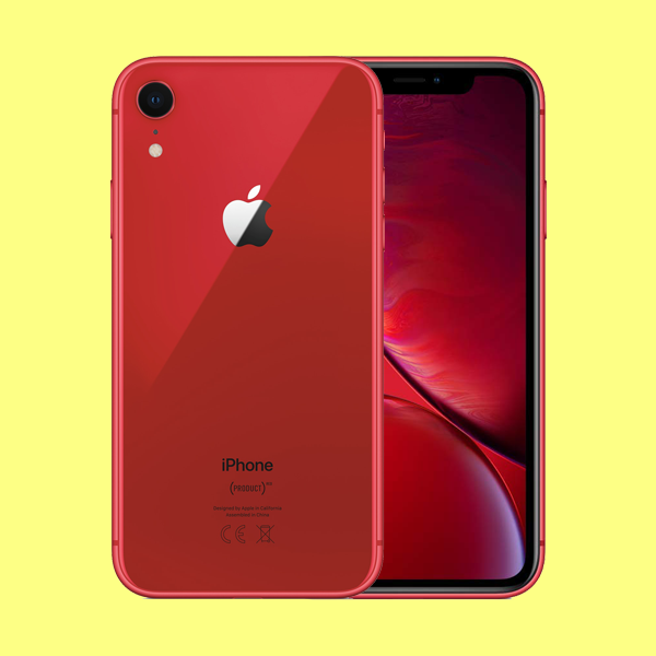 Használt, felújított piros iPhone Xr illusztráció elsődleges