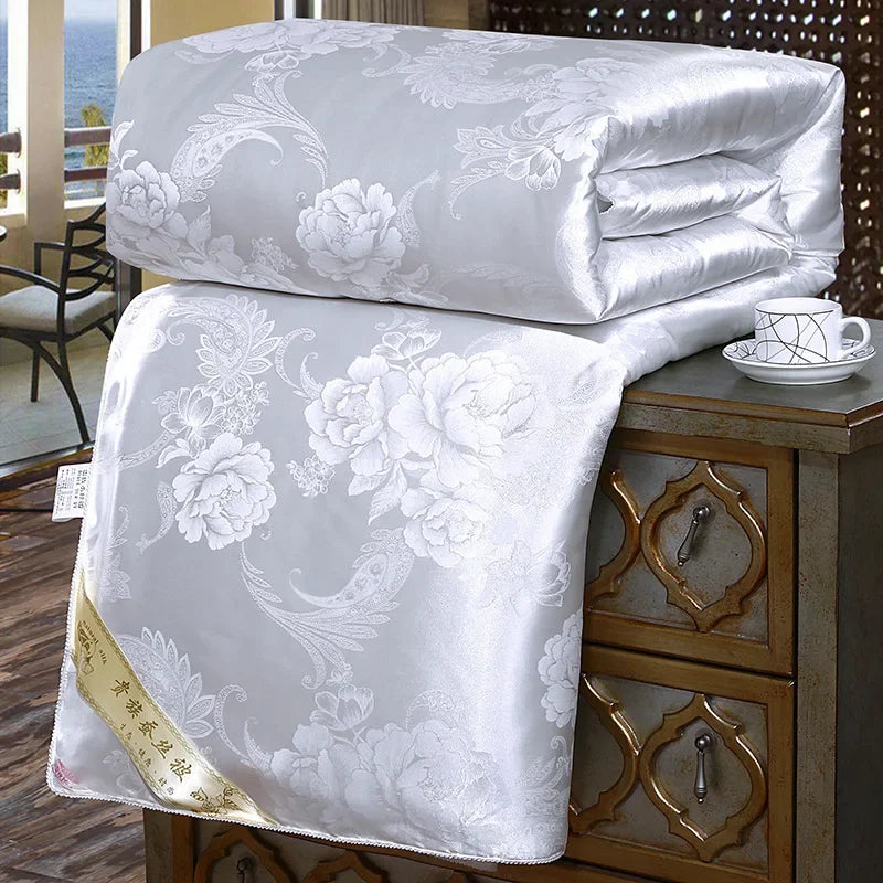 Luxury Silk Quilts Twin Queen King Full Size - Spring Autumn Conditioning Bedding Comforter Home Quilt Jacquard Blanket Cover