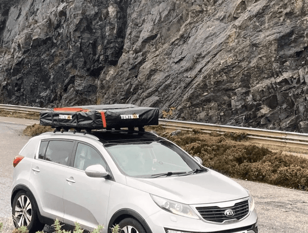 TentBox Lite on car near cliff in Scotland