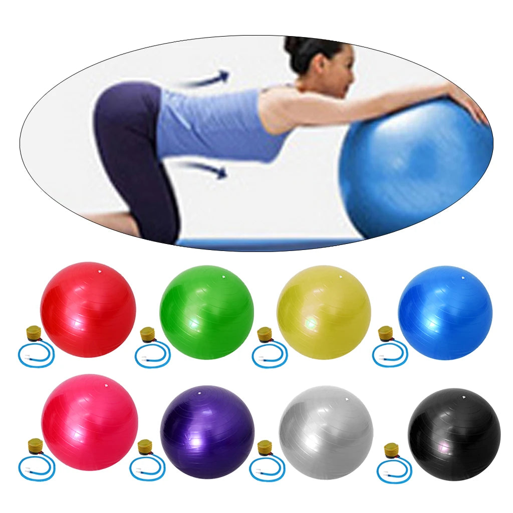 55cm Explosion-Proof Yoga Ball with Pump - Pilates Fitness Gym Balance Stability Ball, Swiss Exercise and Massage Ball
