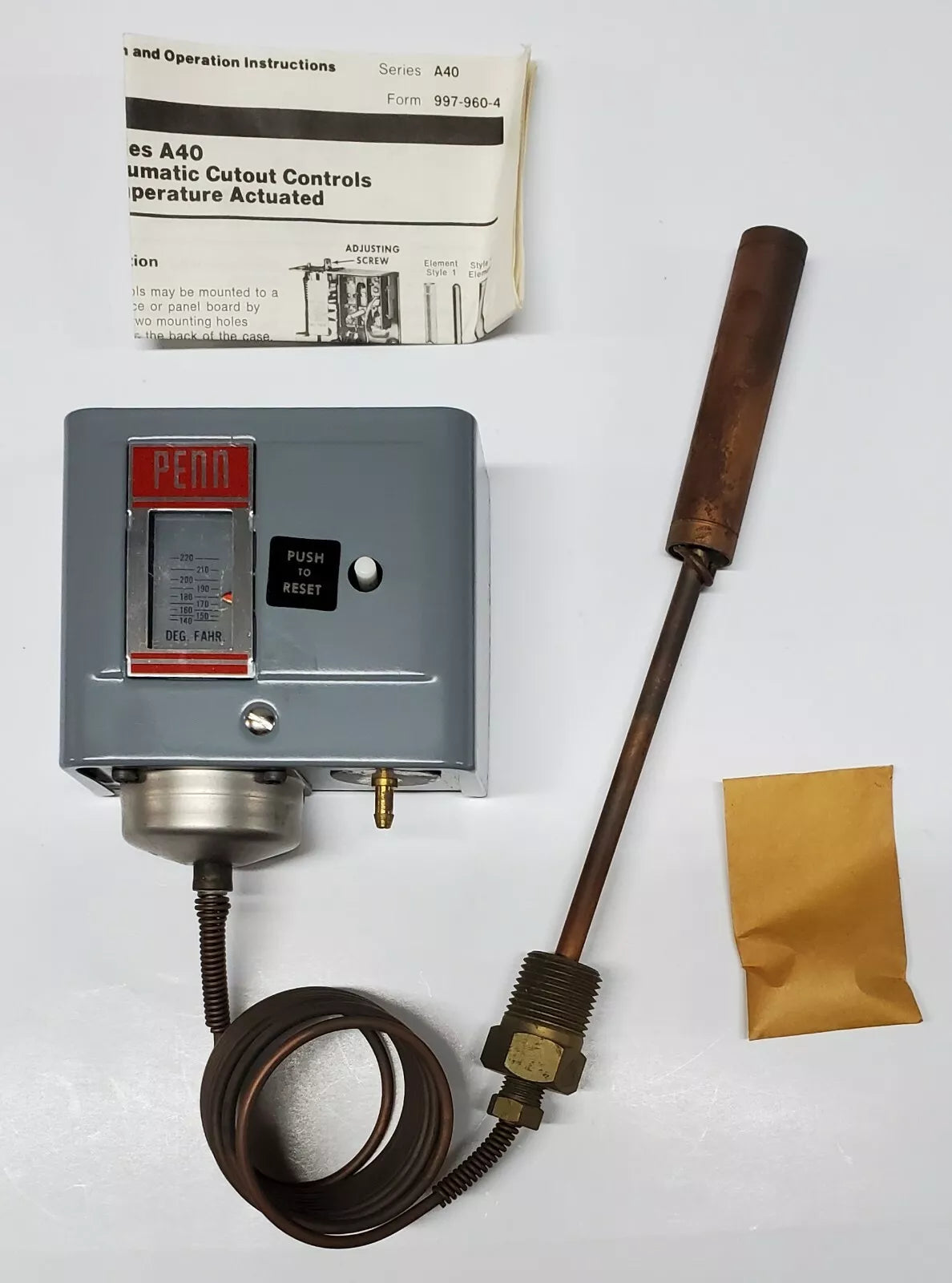 Johnson Controls A40HA-1 Pneumatic Temperature Control