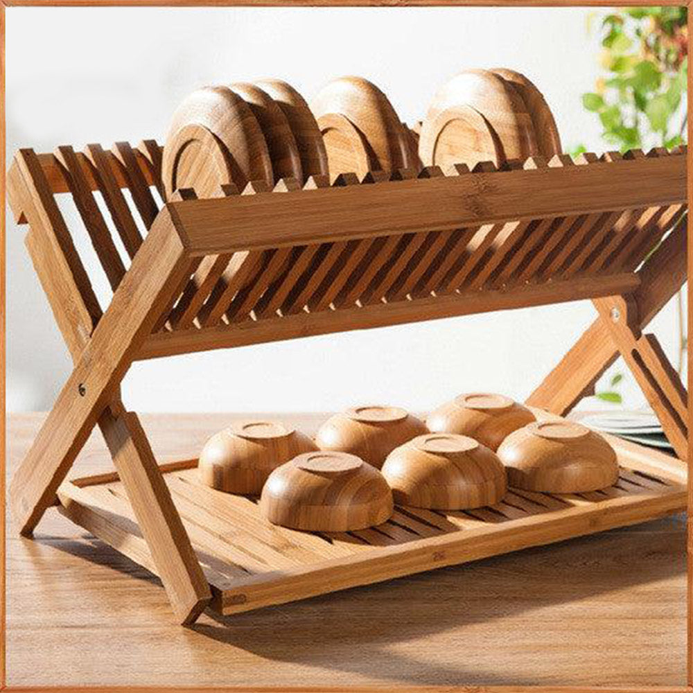 Foldable Bamboo Kitchen Holder Dish Rack - relaxsit,.official