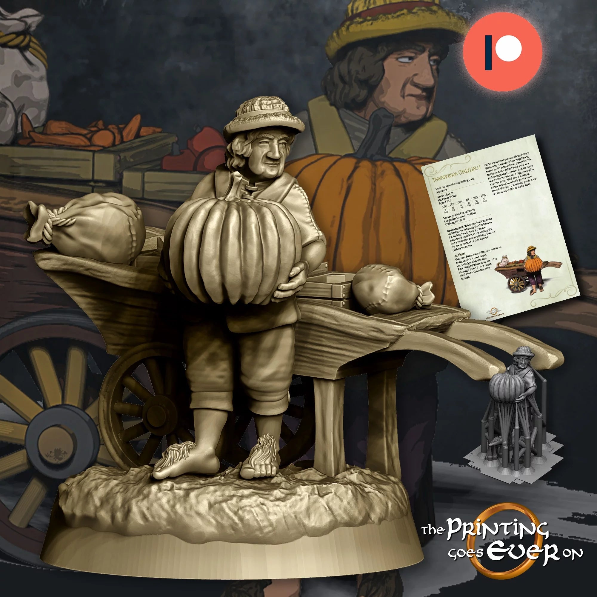 Halfling Trader with Cart | The Town of Breie | MESBG | The Printing Goes Ever On