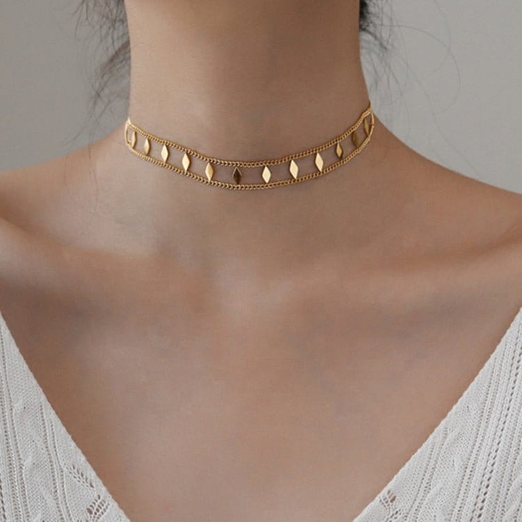 ANJA Geometric Rhombus Shape Collar Choker, Gold Boho Simple Necklace, Living™