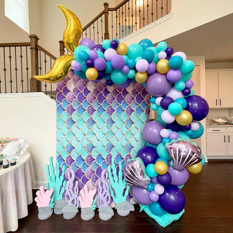 Mermaid Tail Seashell Arch with Scaly Backdrop