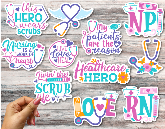 Boho NURSE Sticker Pack Healthcare Stickers Aesthetic Water Resistant Vinyl  Laptop Sticker Die Cut Stickers Water Bottle Decals 