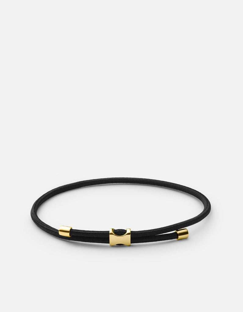 Orson Loop Leather Bracelet - Gold Vermeil/Black Large