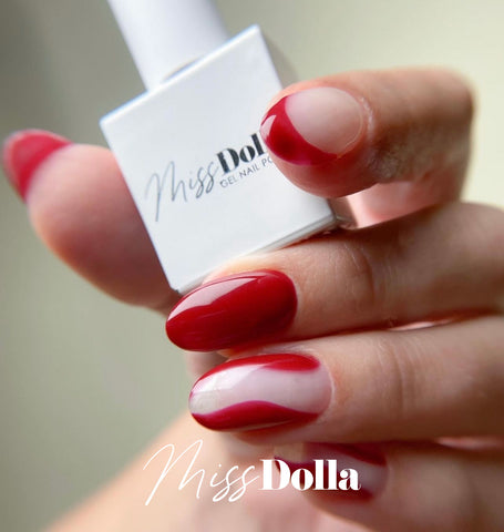 Red Valentine's nails with Miss Dolla gel nail polish