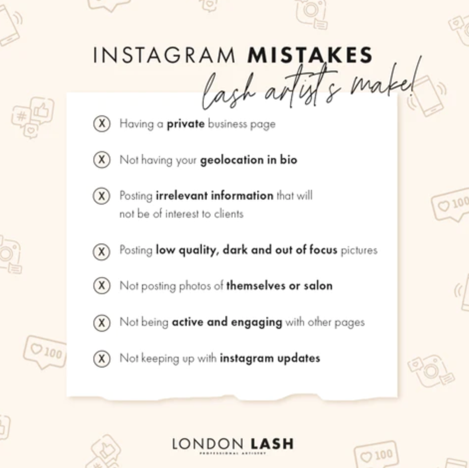Instagram stories mistakes for lash techs | London Lash Australia