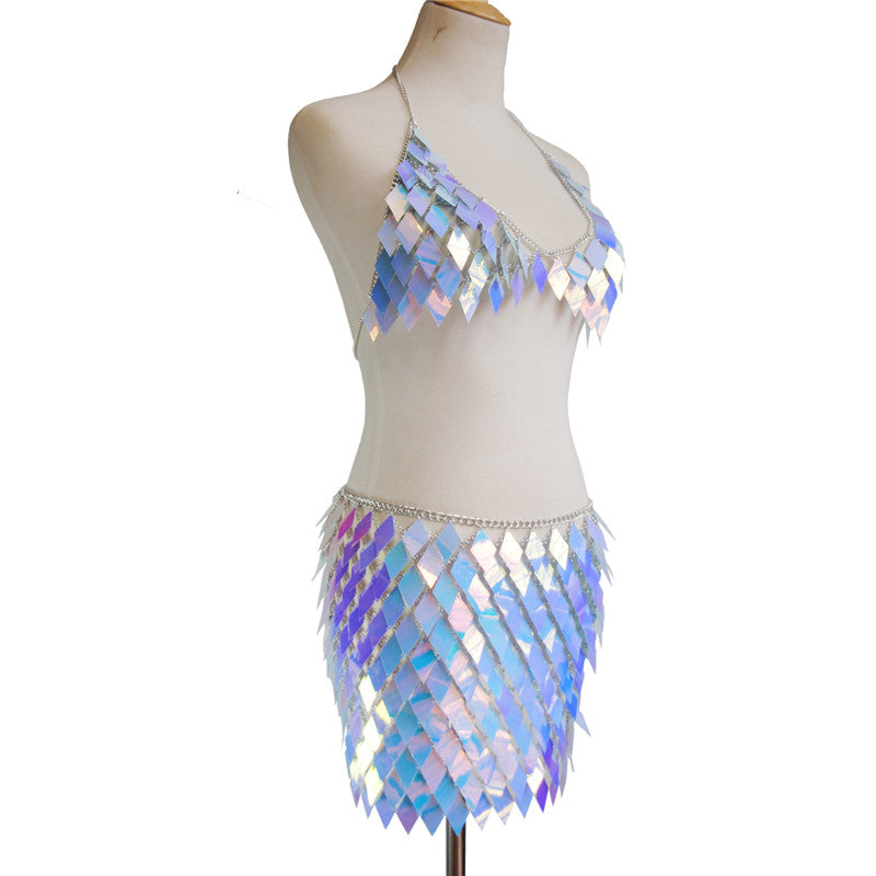 Iridescent Geometric Sequinned Set – Lines & Dimes | Rave outfits, Rave wear,  Festival Fashion