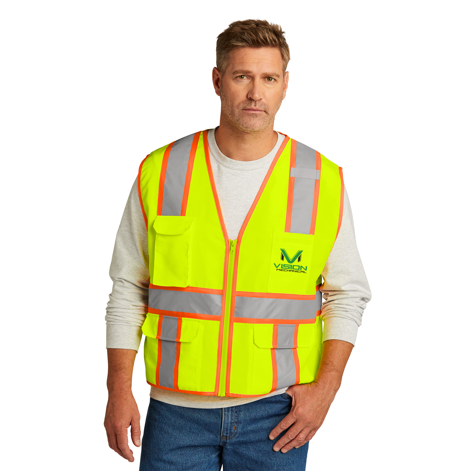 CornerStone® ANSI 107 Class 2 Surveyor Zippered Two-Tone Vest