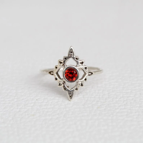 Natural Red Garnet Ring