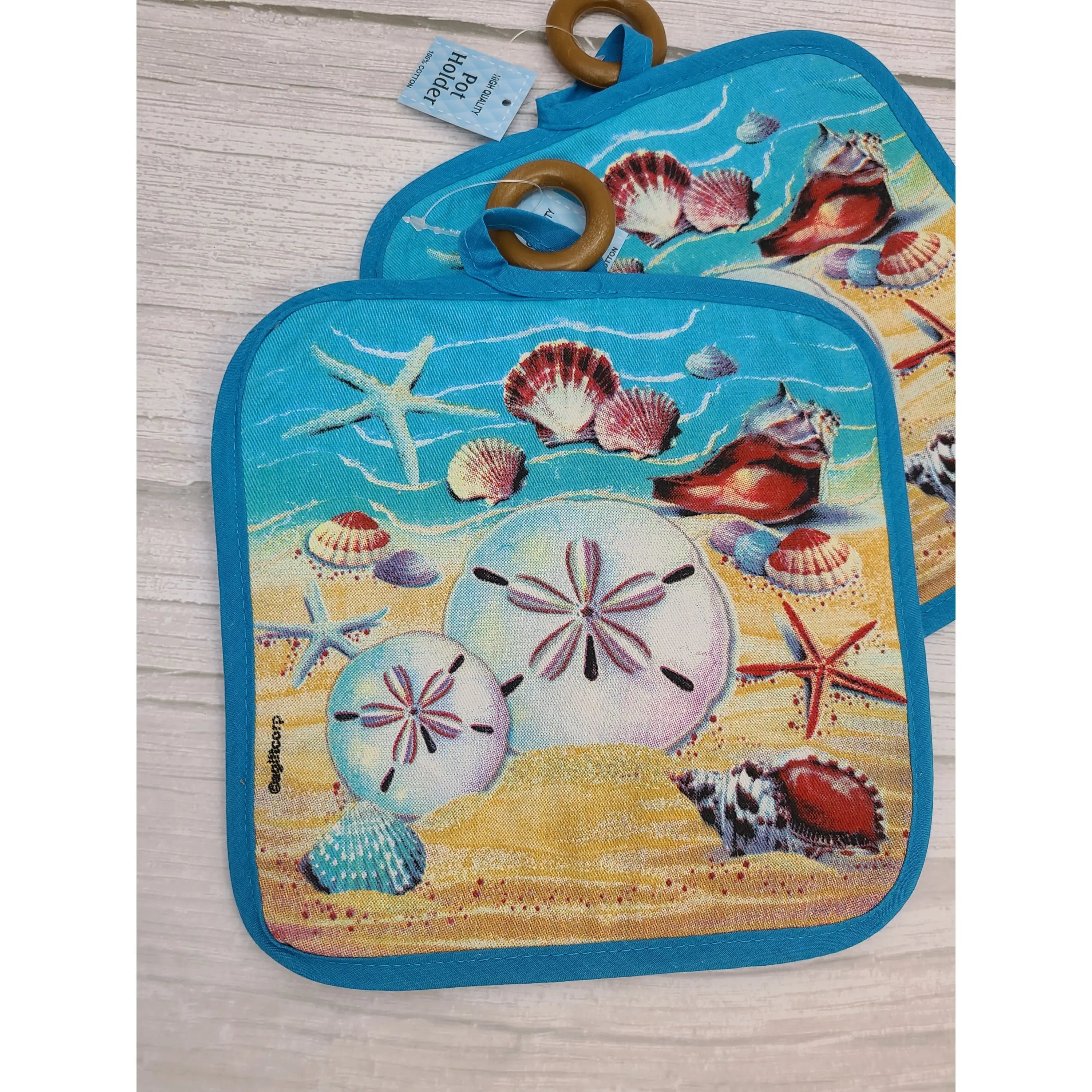 Shell Pot Holder, Seashell Pot Holder, Coastal Pot Holder SET OF