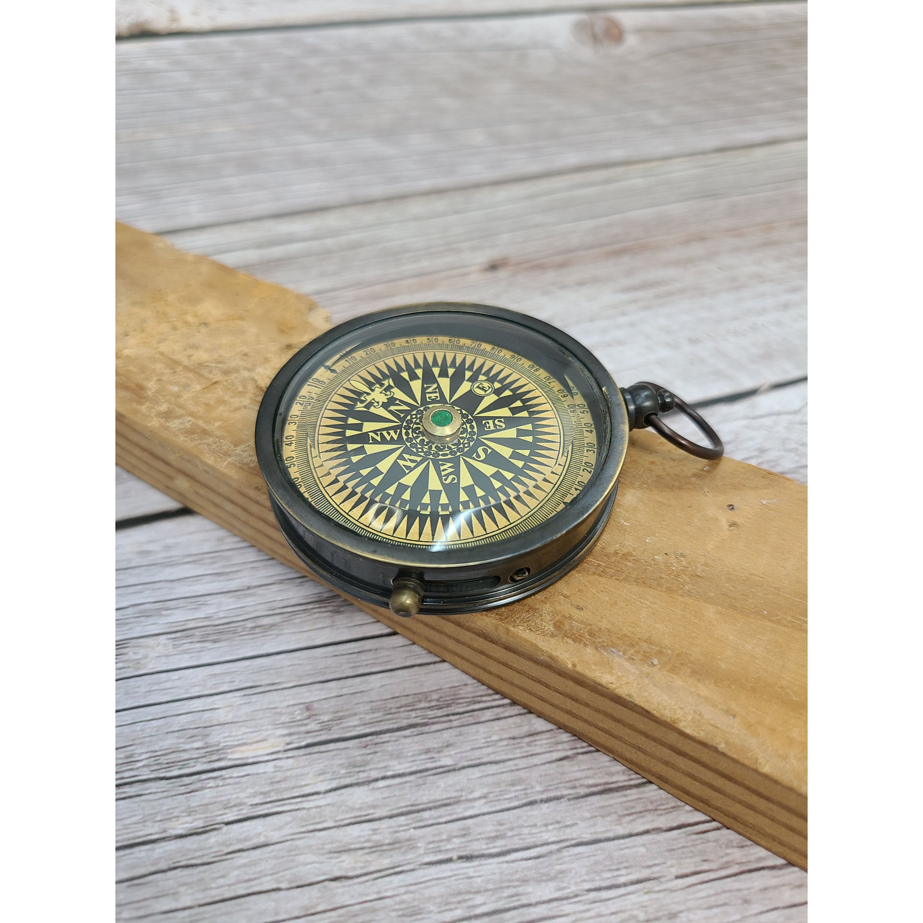 AUTHENTIC MODELS Clear Pocket Compass in Gold/Highly Polished