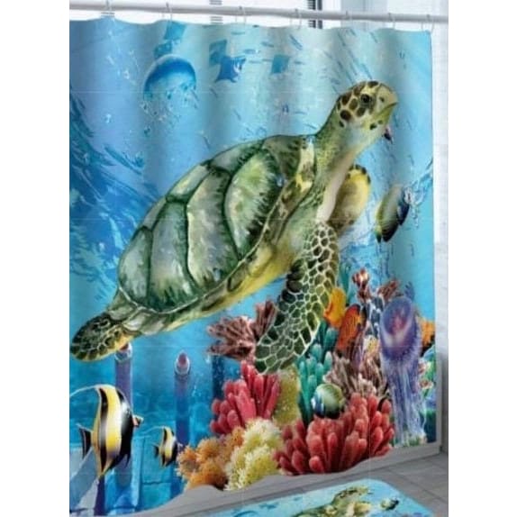 Turtle Shower Curtain, Turtle Cap, Sea Life Shower Curtain, Turtle Bathroom,  Beach Bathroom, Funny