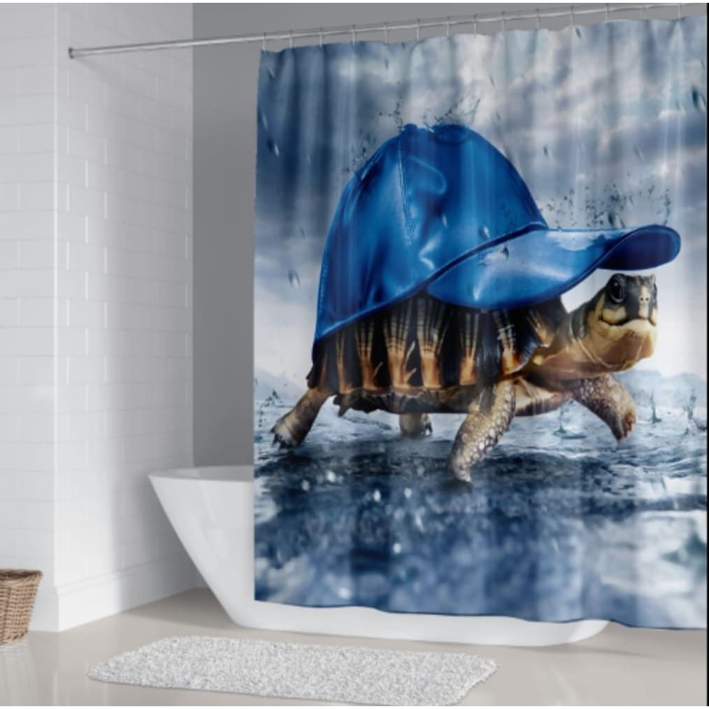 Turtle Shower Curtain, Turtle Cap, Sea Life Shower Curtain, Turtle Bathroom,  Beach Bathroom, Funny
