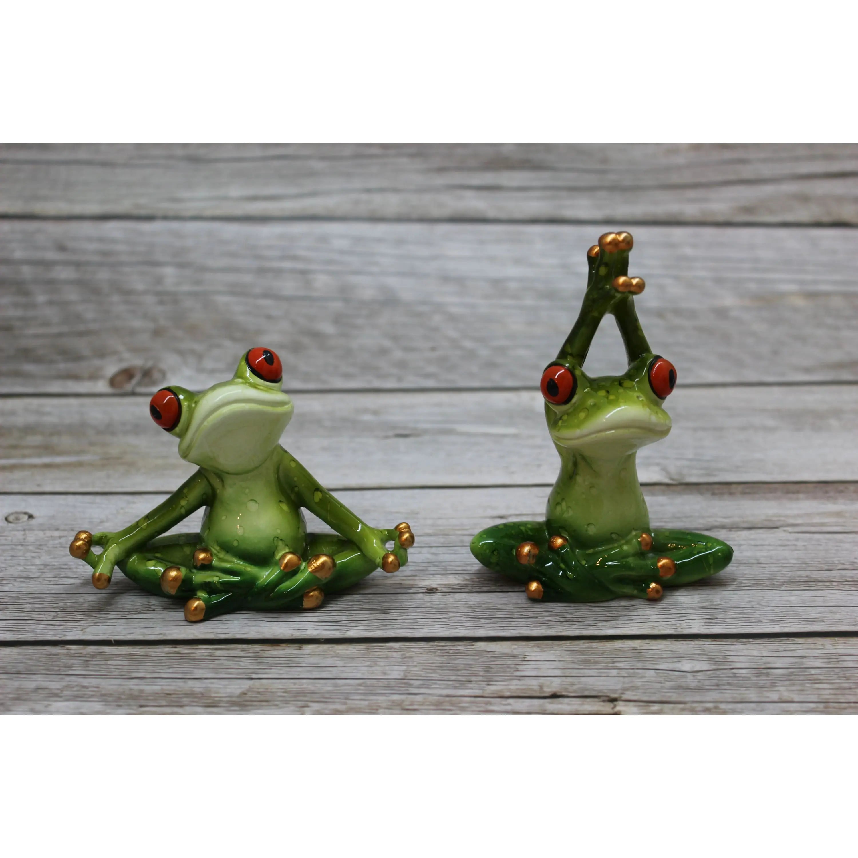 Meditating Frog SET OF TWO, Frog Figurine, Meditating Frog, Yoga Frog, Frog  Decor