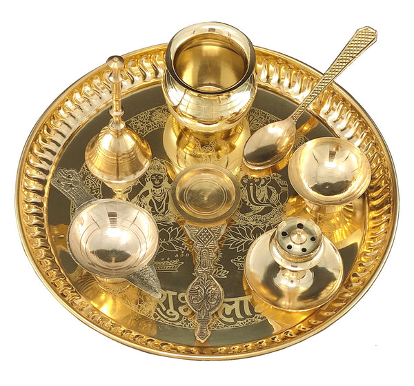 Pittalam Brass Pooja Thali Set (8 Inches)