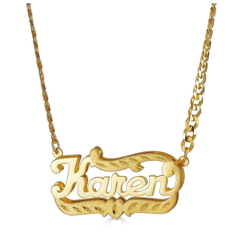 diamond plated name necklace