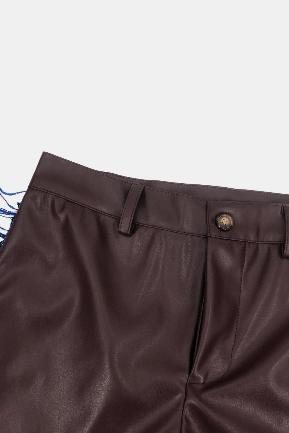 Multicolored Fringe Bralette and PU Leather Pants Set